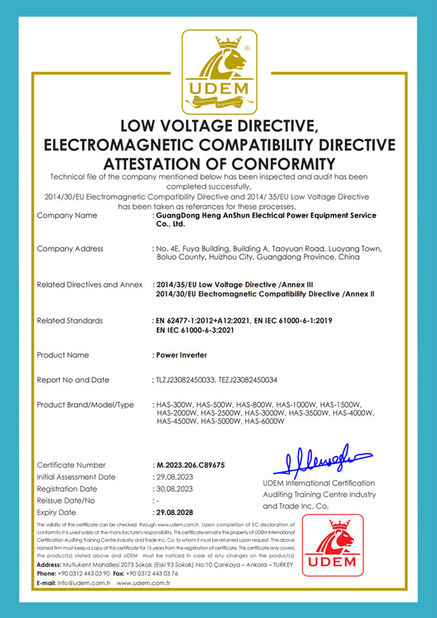 China GuangDong Heng AnShun Electrical Power Equipment Service Co., Ltd. zertifizierungen